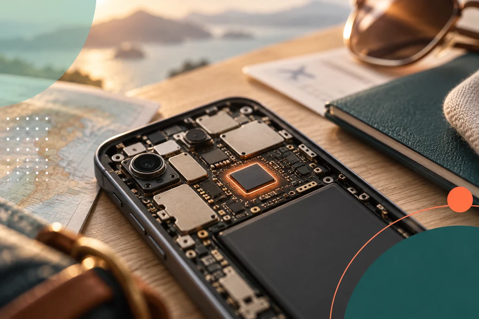 Встроенный чип eSIM на плате смартфона
